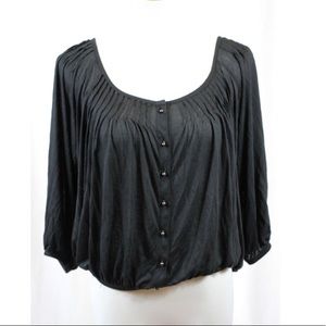 Soft by Joie Black Sheer Boho Peasant Blouse XS